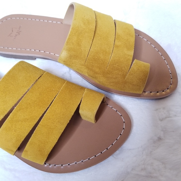 NWT Marc Fisher Rilee Yellow Suede Slide Sandals - Picture 5 of 9